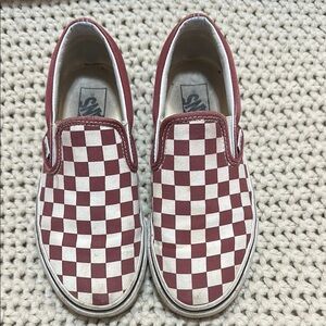 Checkered Slip-On Shoes - Maroon